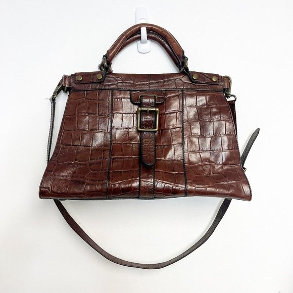 Fossil Handbags - Fossil - Vintage Revival Collection- Croc Embossed Large Leather Satchel bag